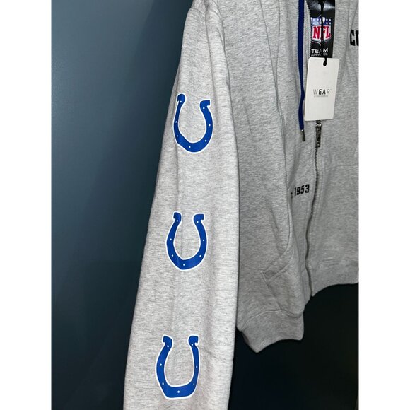 NEW Women's XS WEAR by Erin Andrews Gray Indianapolis Colts Full-Zip Hoodie - Picture 4 of 5